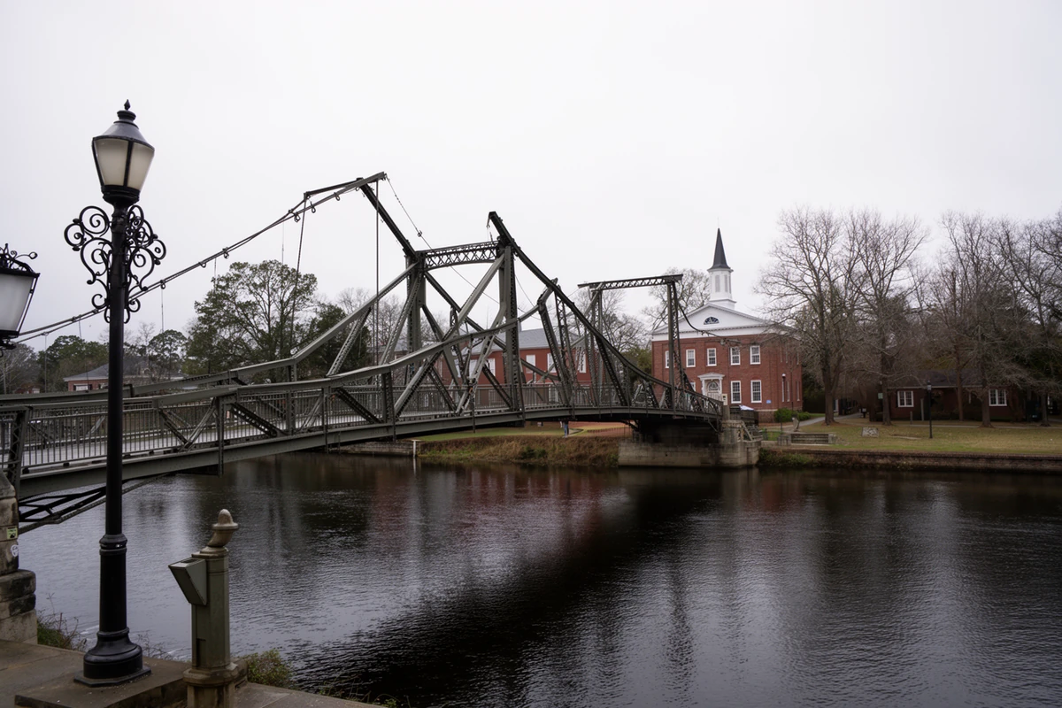 The S-shaped swing bridge over the Perquimans River at the town of Hertford